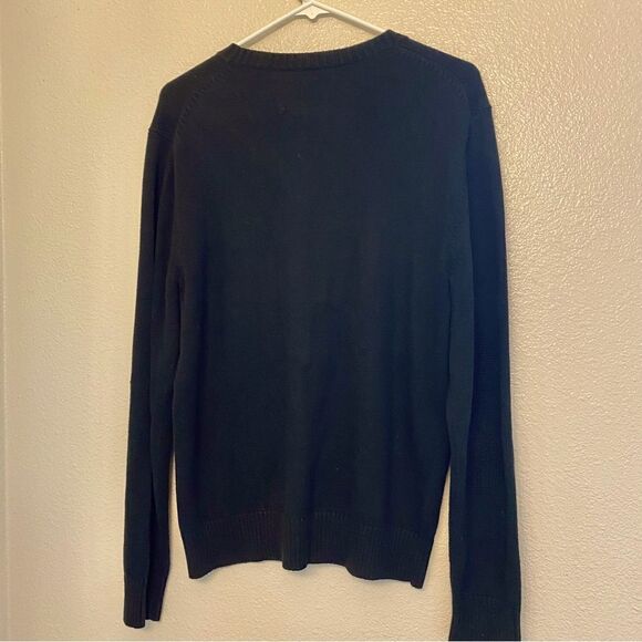 Gap vintage Y2K Men’s black crew neck knit cotton sweater elbow patch -M - Picture 3 of 7